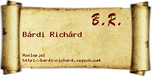 Bárdi Richárd névjegykártya